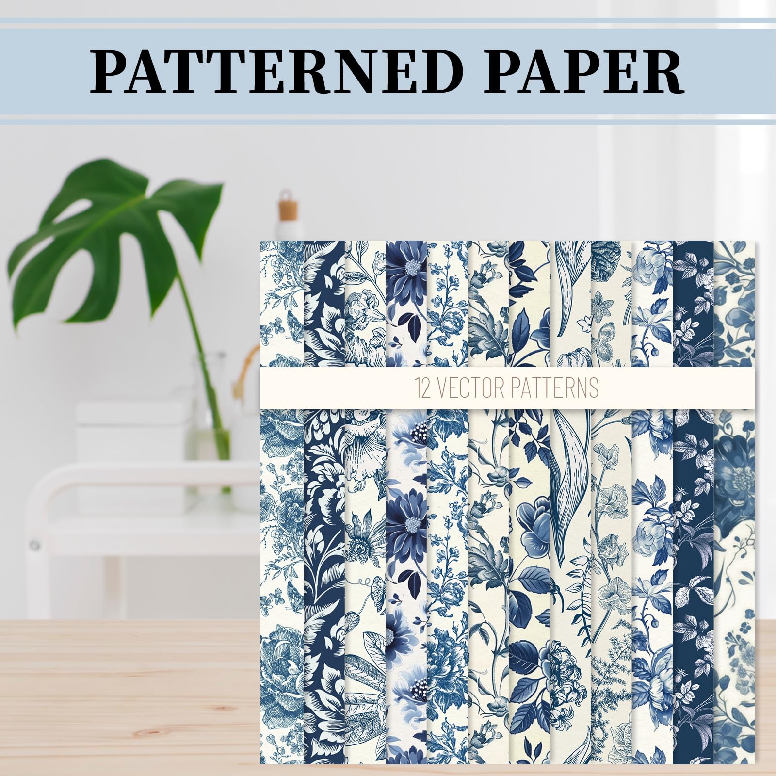 「PAPER IN DESIGN」 Amazon.com: JarThenaAMCS 24 Sheets 6 x 6 Inch Blue Floral Pattern